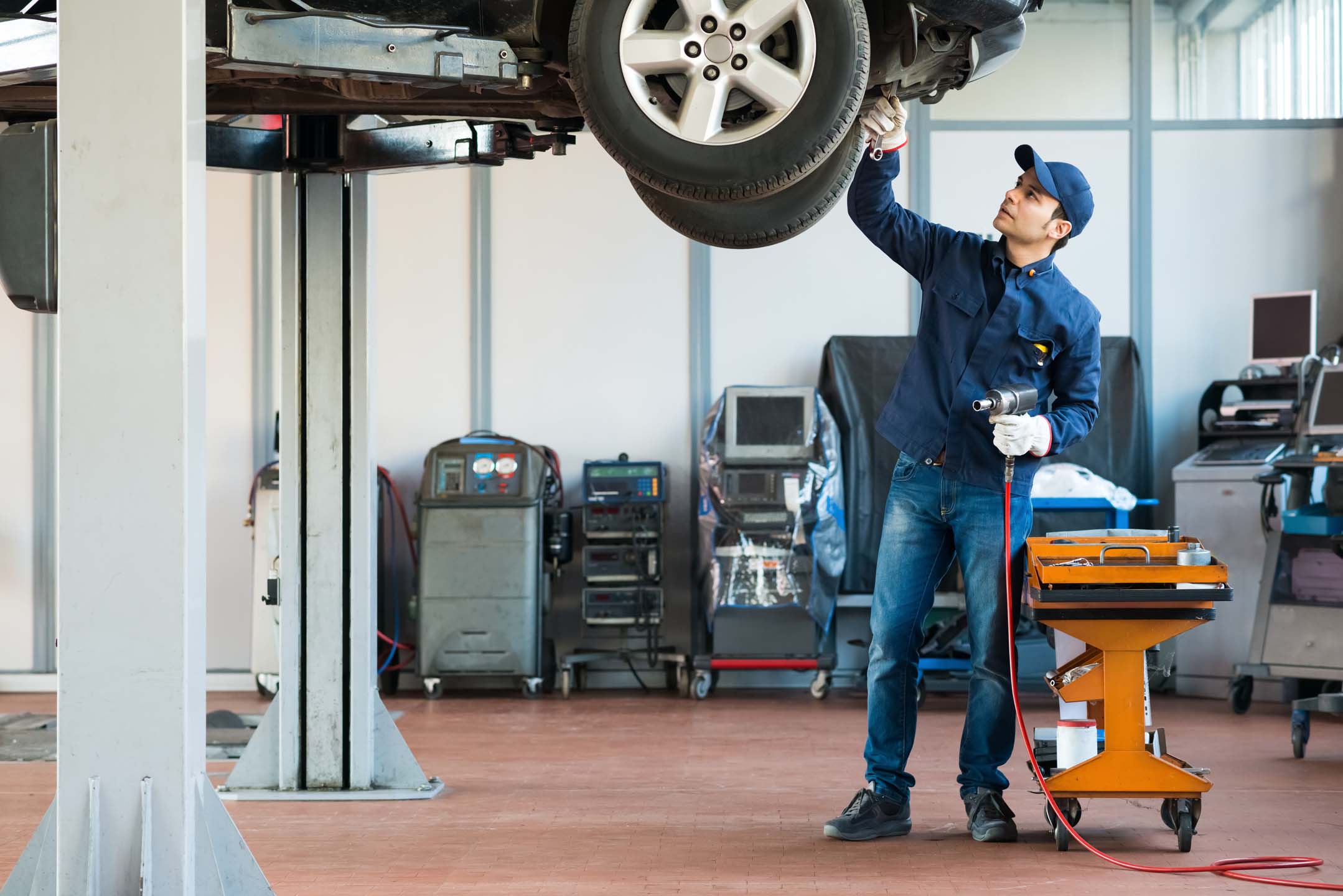 Mechanic at work in his garage